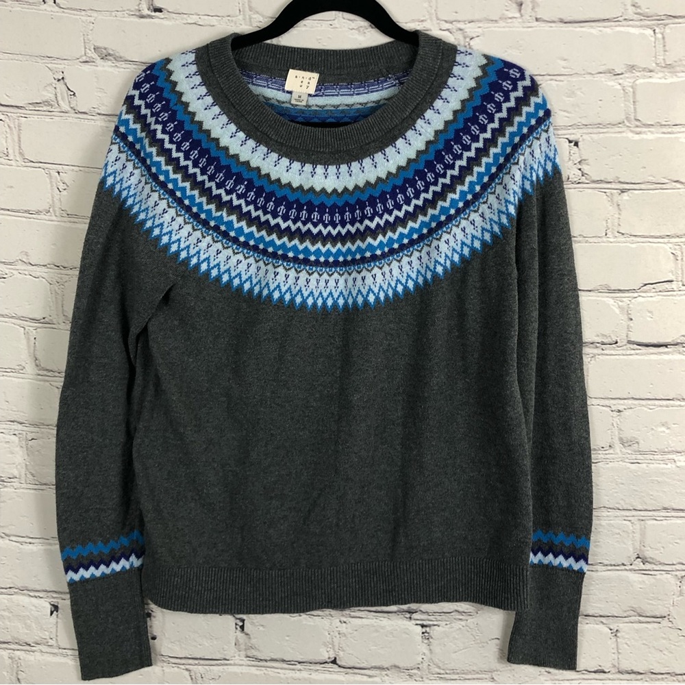 A NEW DAY PULLOVER CREW NECK SWEATER SIZE(M) COLOR: GREY/BLUE